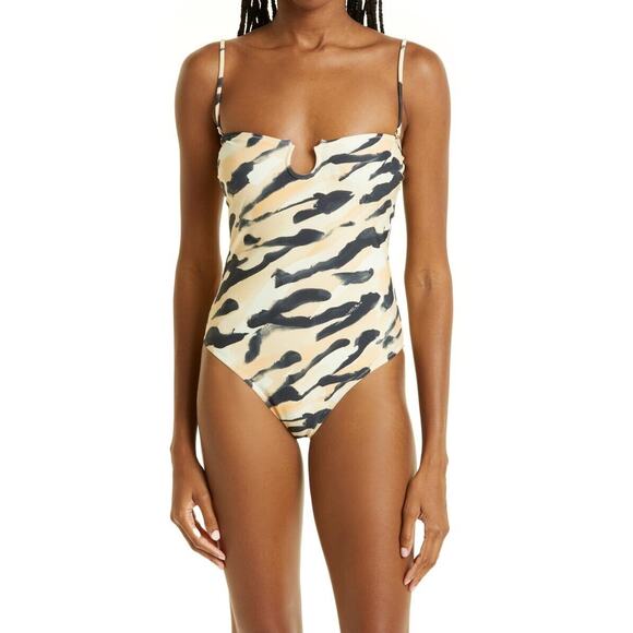 Nanushka NWT Syra Abstract Animal Print One-Piece Swimsuit Size M - Picture 1 of 8